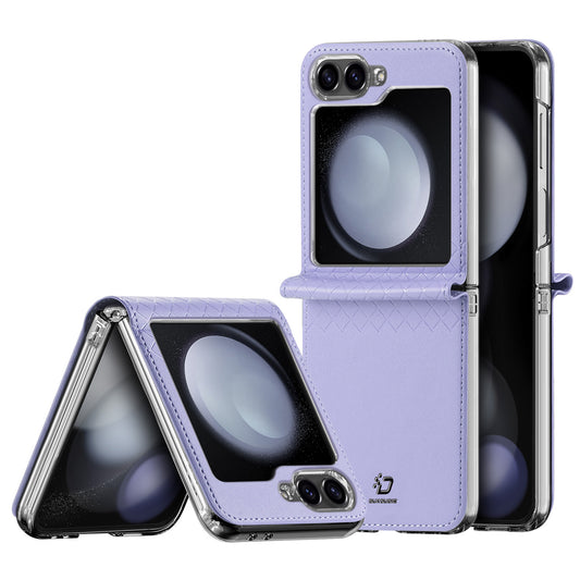DUX DUCIS Bril Series for Samsung Galaxy Z Flip6 5G Case Leather+PC Protective Shell Cover - Purple