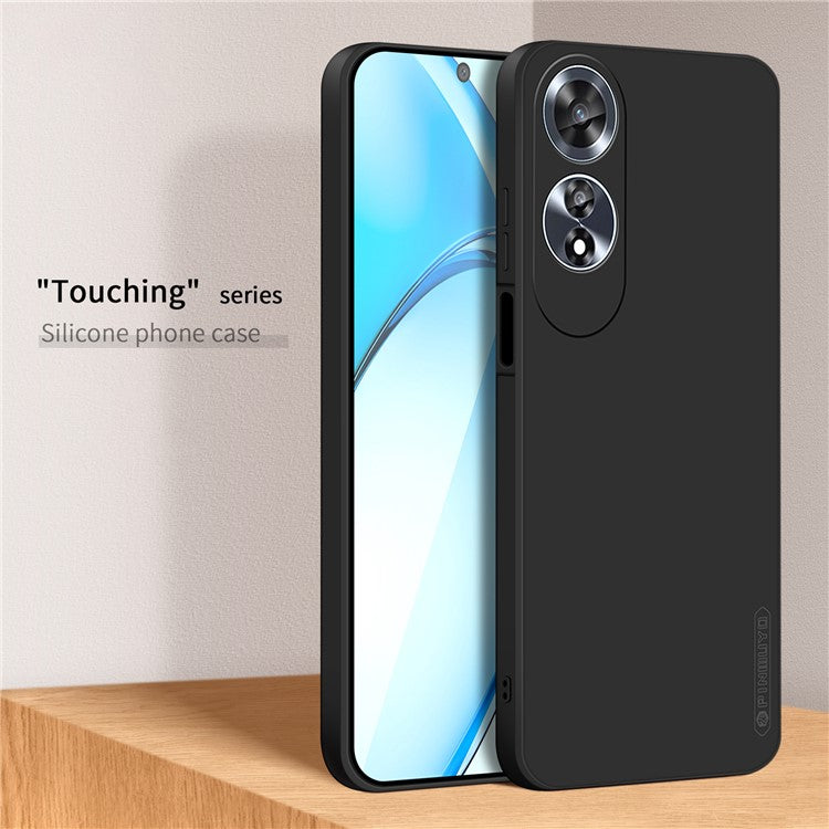 PINWUYO JK Touching Series For Oppo A60 4G Case TPU Phone Cover Fiber Flocking Lining - Black