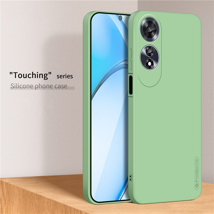 PINWUYO JK Touching Series For Oppo A60 4G Case TPU Phone Cover Fiber Flocking Lining - Matcha Green