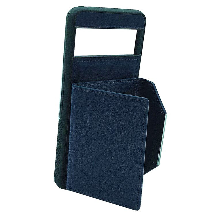 For Google Pixel 9 / 9 Pro Case Leather Back Cover Detachable Card Holder Kickstand - Sapphire