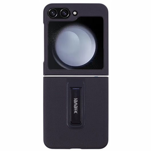 X-LEVEL For Samsung Galaxy Z Flip7 FE 5G / Z Flip6 5G Magnetic Kickstand Folding Phone Case PU Leather Coated PC Cover - Black