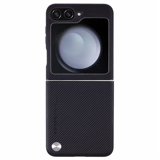 X-LEVEL Phone Case for Samsung Galaxy Z Flip7 FE 5G / Z Flip6 5G Carbon Fiber Texture PU Leather+PC Phone Cover - Black