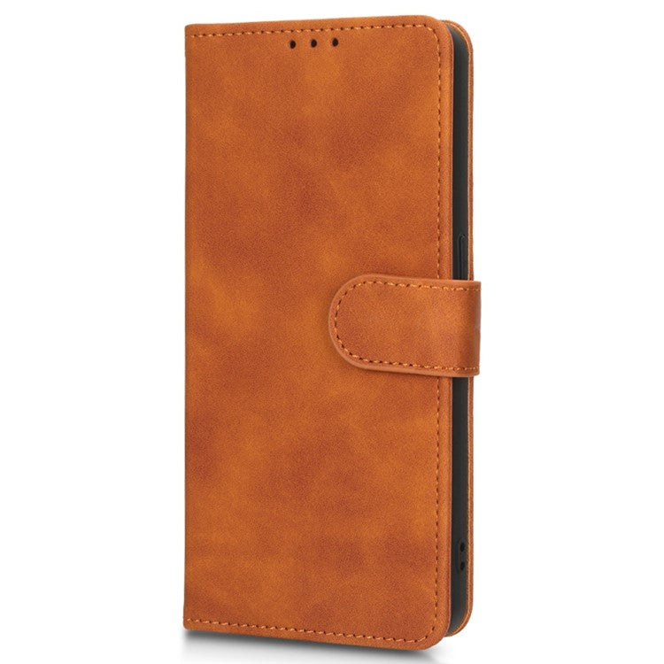 For Realme GT2 Explorer Master 5G PU Leather Skin-touch Feeling Stand Phone Case Folio Flip Wallet Magnetic Clasp Cover - Brown
