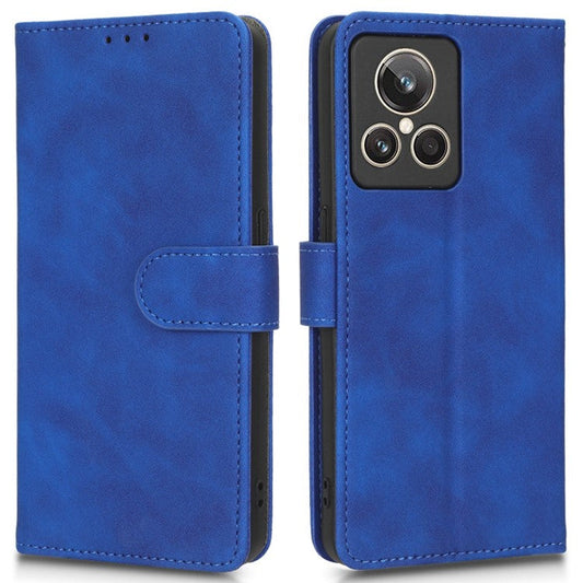 For Realme GT2 Explorer Master 5G PU Leather Skin-touch Feeling Stand Phone Case Folio Flip Wallet Magnetic Clasp Cover - Blue