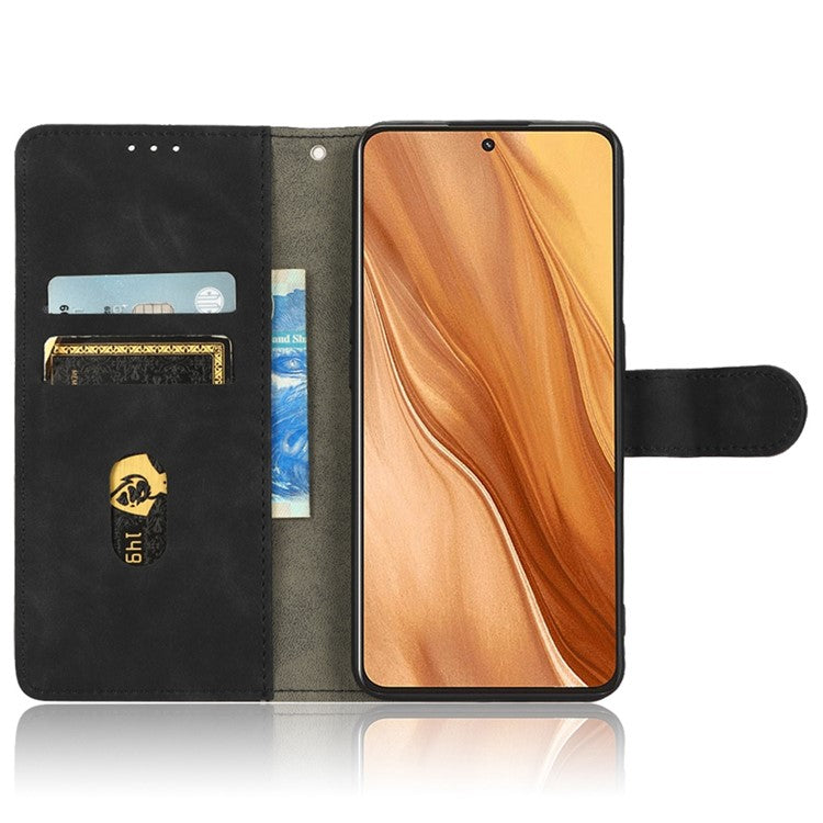 For Realme GT2 Explorer Master 5G PU Leather Skin-touch Feeling Stand Phone Case Folio Flip Wallet Magnetic Clasp Cover - Black