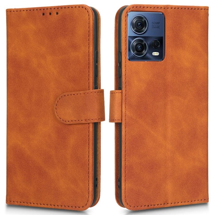 For Motorola Moto S30 Pro 5G PU Leather Wallet Stand Phone Cover Skin-touch Feeling Drop-proof Folio Flip Case - Brown