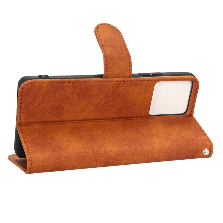 For Motorola Moto S30 Pro 5G PU Leather Wallet Stand Phone Cover Skin-touch Feeling Drop-proof Folio Flip Case - Brown