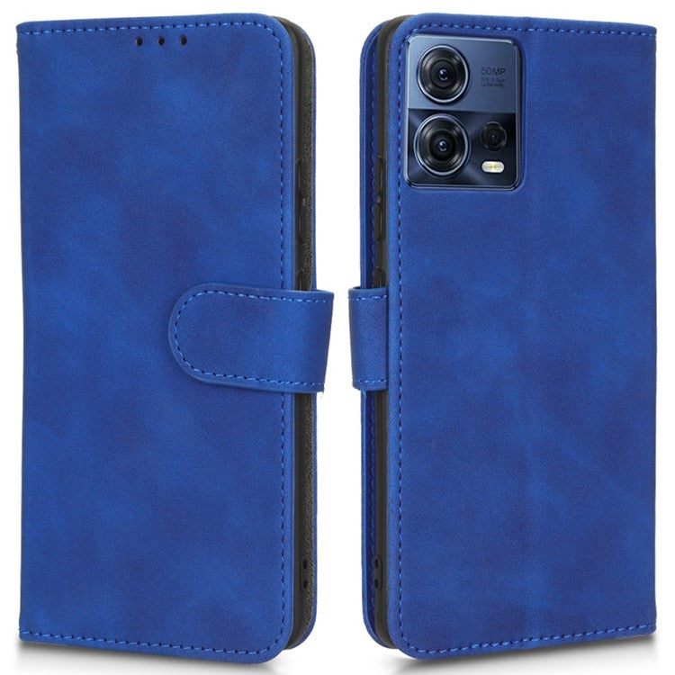 For Motorola Moto S30 Pro 5G PU Leather Wallet Stand Phone Cover Skin-touch Feeling Drop-proof Folio Flip Case - Blue