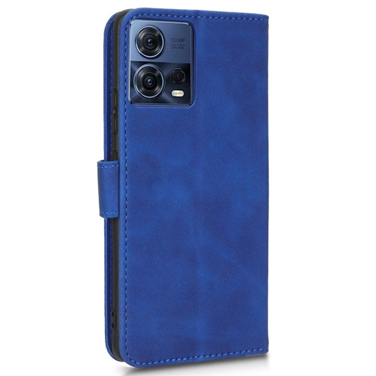 For Motorola Moto S30 Pro 5G PU Leather Wallet Stand Phone Cover Skin-touch Feeling Drop-proof Folio Flip Case - Blue