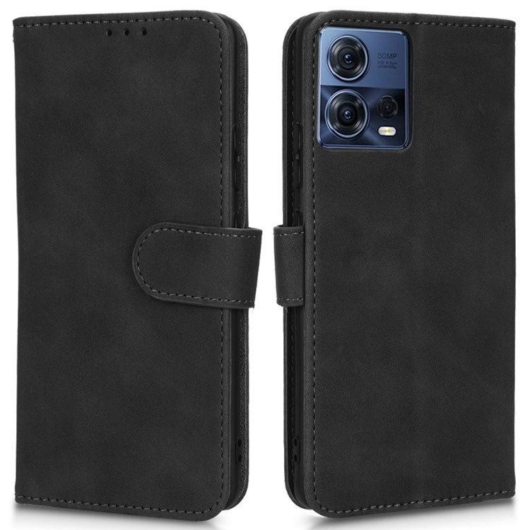 For Motorola Moto S30 Pro 5G PU Leather Wallet Stand Phone Cover Skin-touch Feeling Drop-proof Folio Flip Case - Black