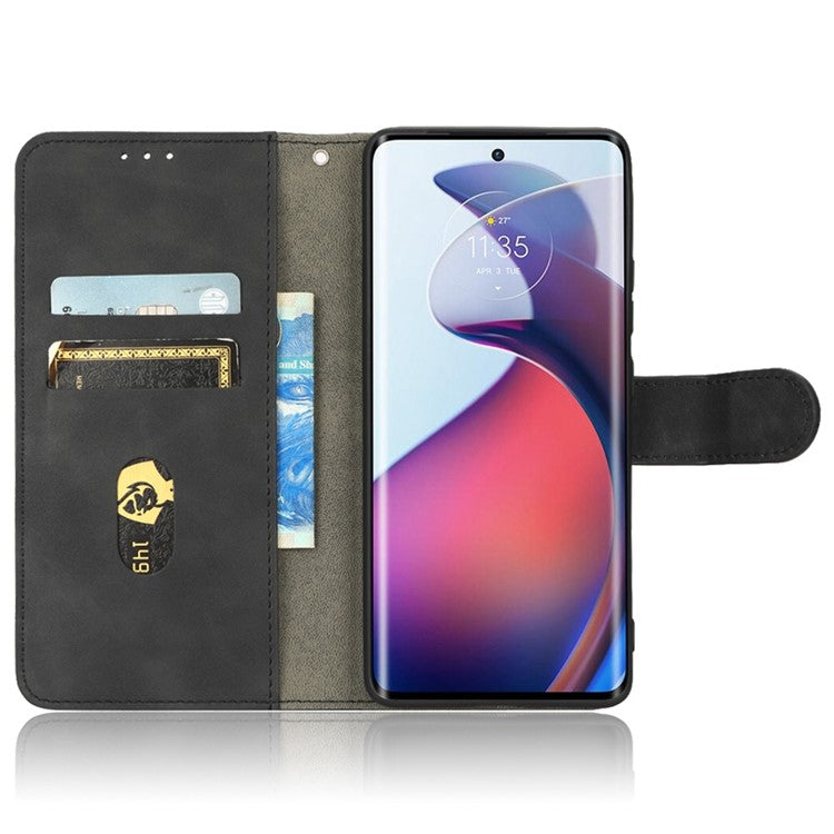 For Motorola Moto S30 Pro 5G PU Leather Wallet Stand Phone Cover Skin-touch Feeling Drop-proof Folio Flip Case - Black
