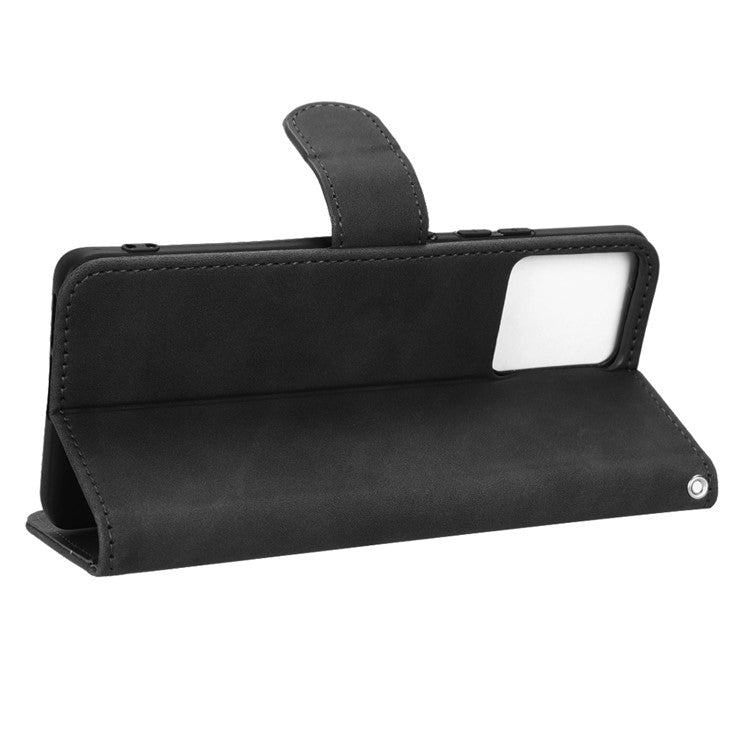 For Motorola Moto S30 Pro 5G PU Leather Wallet Stand Phone Cover Skin-touch Feeling Drop-proof Folio Flip Case - Black