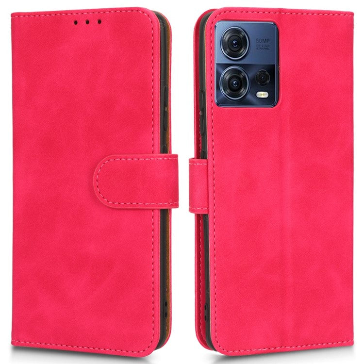 For Motorola Moto S30 Pro 5G PU Leather Wallet Stand Phone Cover Skin-touch Feeling Drop-proof Folio Flip Case - Red