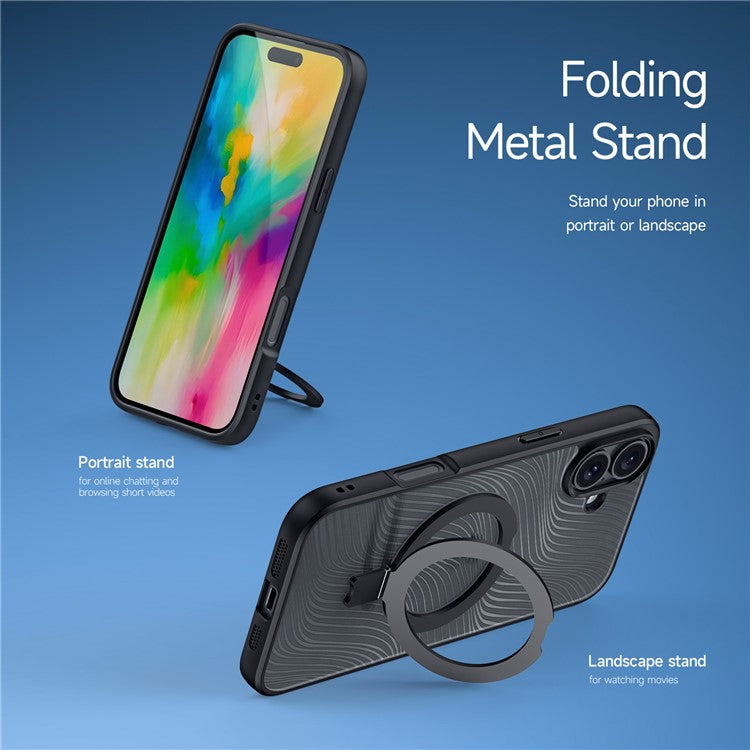 DUX DUCIS Aimo Series for iPhone 16 Magnetic Case TPU+PC Phone Cover Kickstand (REACH Certification) - Black