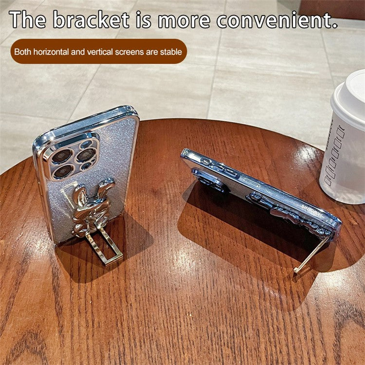 For Realme C67 4G Case Electroplating Glitter Rabbit PC+TPU Phone Cover with Kickstand - Pink