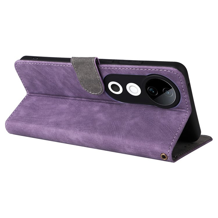 For vivo S19 5G Case RFID Blocking PU Leather Wallet Phone Cover - Purple