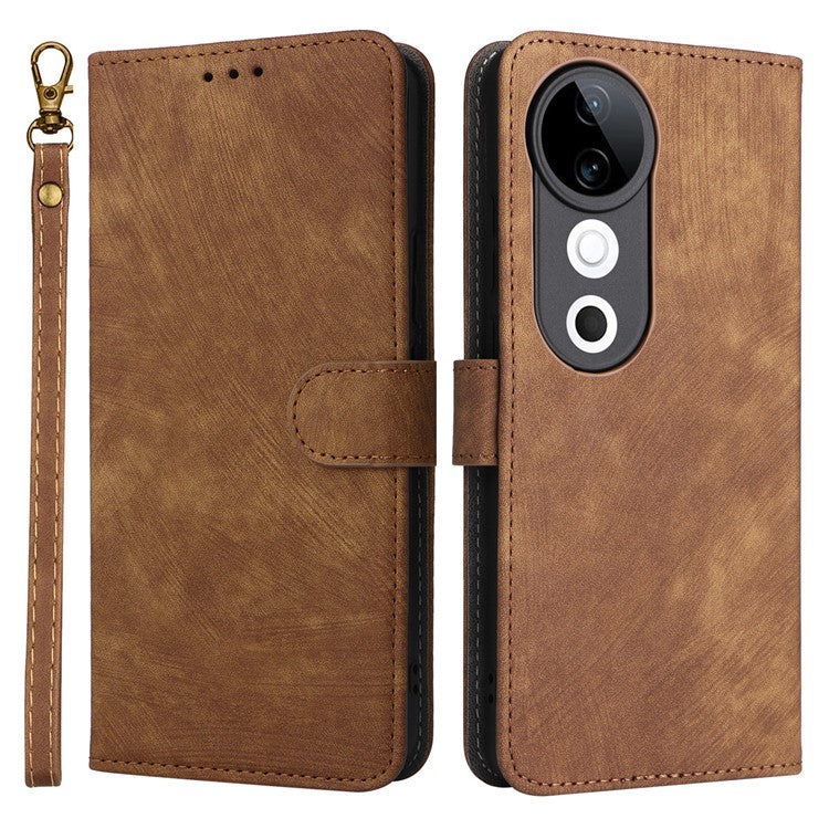 For vivo S19 5G Case RFID Blocking PU Leather Wallet Phone Cover - Brown