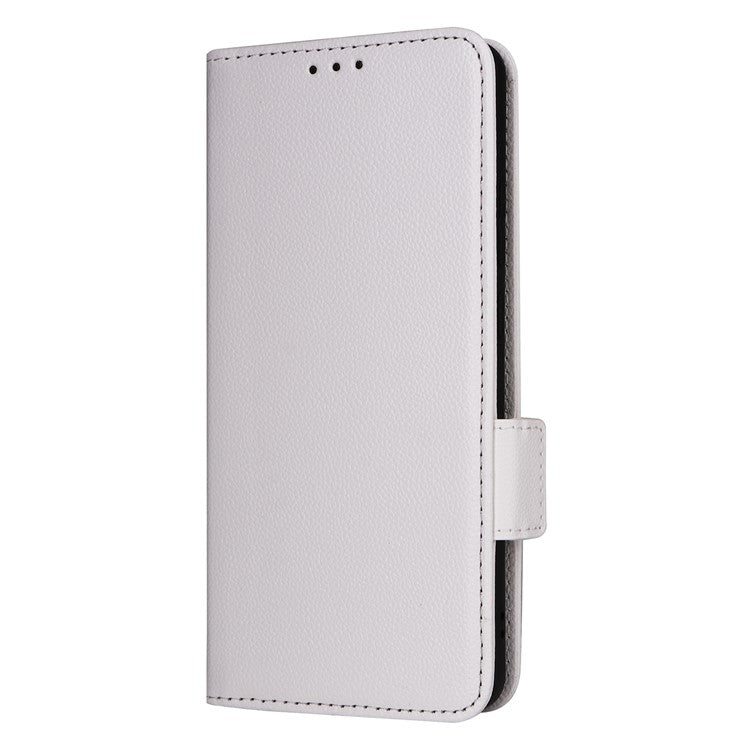 For vivo S19 5G Case with Strap Leather Phone Cover Litchi Texture Horizontal Flip - White