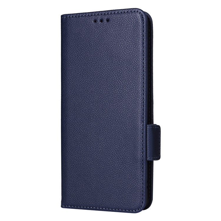 For vivo S19 5G Case with Strap Leather Phone Cover Litchi Texture Horizontal Flip - Dark Blue