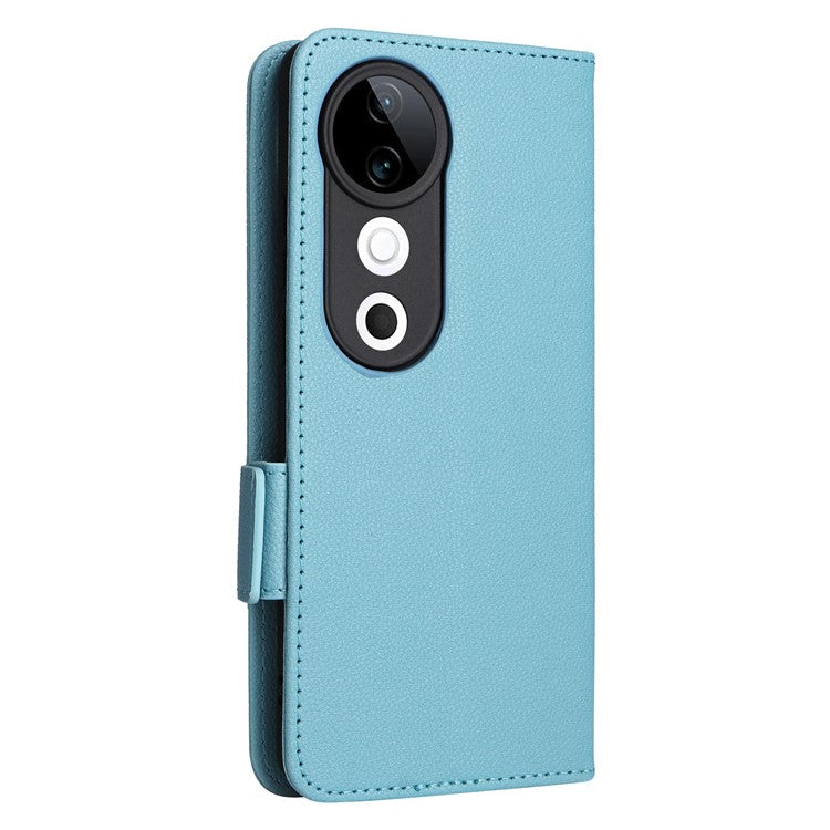 For vivo S19 5G Case with Strap Leather Phone Cover Litchi Texture Horizontal Flip - Baby Blue