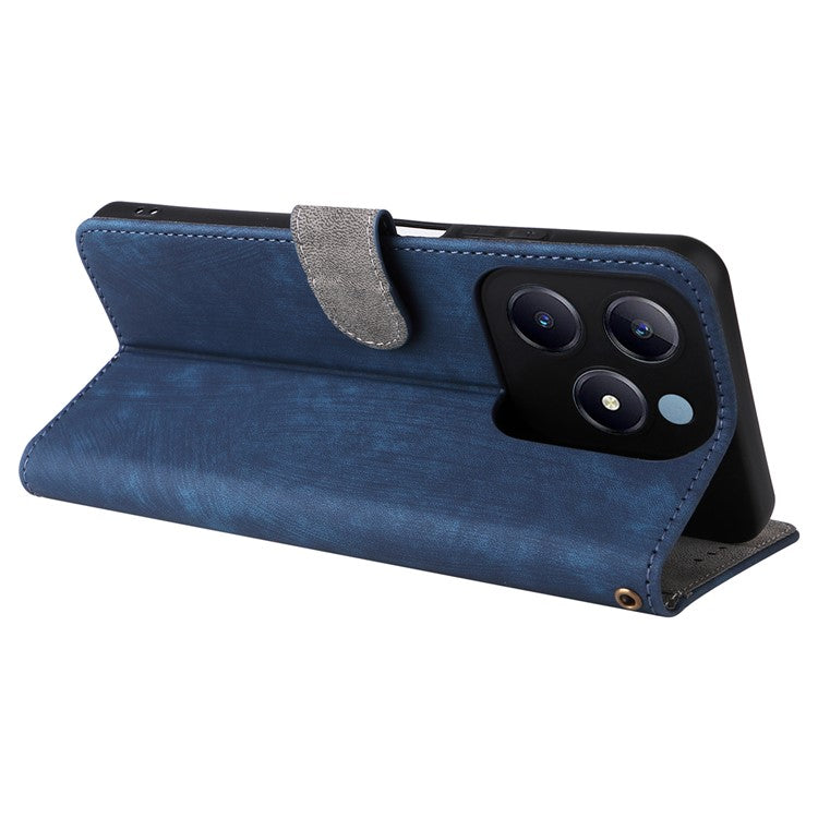 For Realme C63 4G / Narzo N63 4G / C61 4G Stand Case RFID Blocking Leather Phone Cover with Strap - Blue