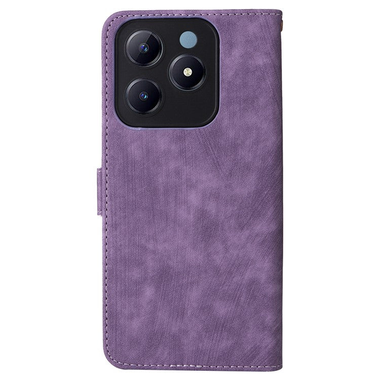 For Realme C63 4G / Narzo N63 4G / C61 4G Stand Case RFID Blocking Leather Phone Cover with Strap - Purple