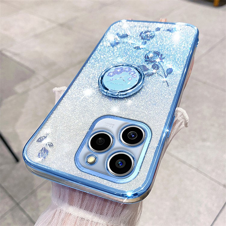 KADEM For Realme C61 4G / C63 4G Case Rhinestone Glitter TPU Kickstand Phone Cover - Blue