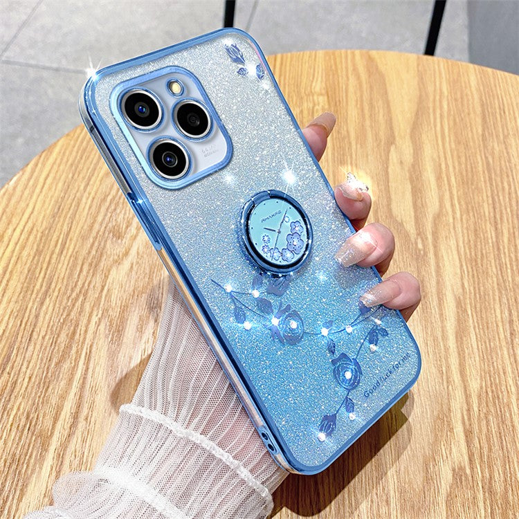 KADEM For Realme C61 4G / C63 4G Case Rhinestone Glitter TPU Kickstand Phone Cover - Blue