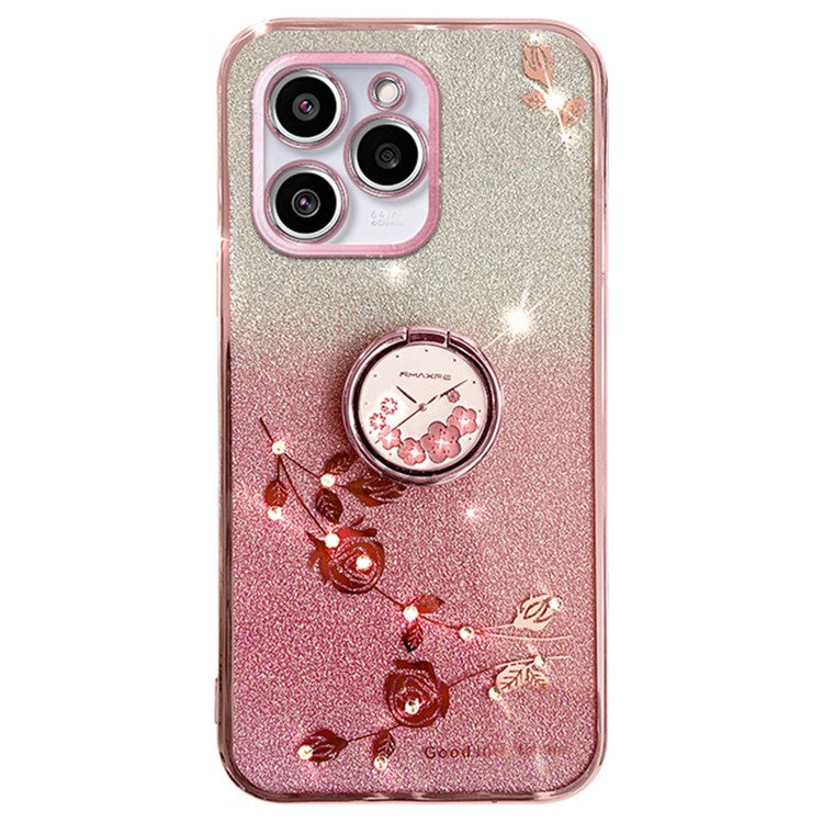 KADEM For Realme C61 4G / C63 4G Case Rhinestone Glitter TPU Kickstand Phone Cover - Rose Gold