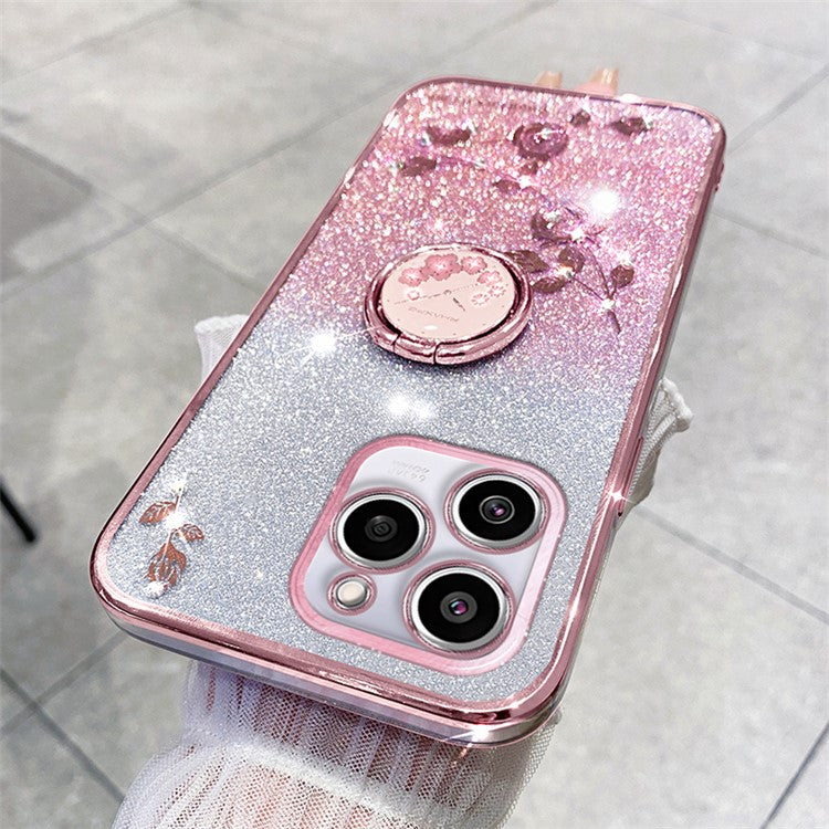 KADEM For Realme C61 4G / C63 4G Case Rhinestone Glitter TPU Kickstand Phone Cover - Rose Gold
