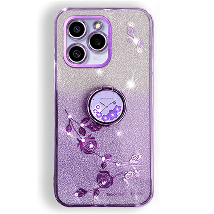 KADEM For Realme C61 4G / C63 4G Case Rhinestone Glitter TPU Kickstand Phone Cover - Purple
