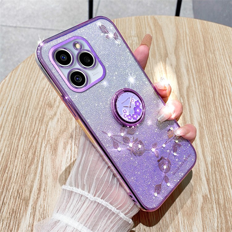 KADEM For Realme C61 4G / C63 4G Case Rhinestone Glitter TPU Kickstand Phone Cover - Purple