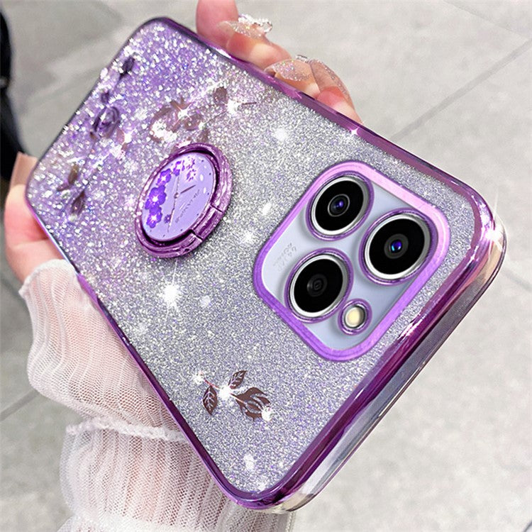 KADEM For Realme C61 4G / C63 4G Case Rhinestone Glitter TPU Kickstand Phone Cover - Purple