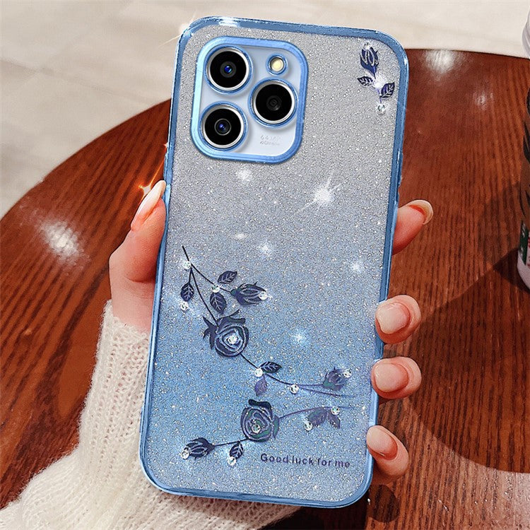 KADEM For Realme C61 4G / C63 4G Case Flower Glitter TPU Soft Phone Cover - Blue