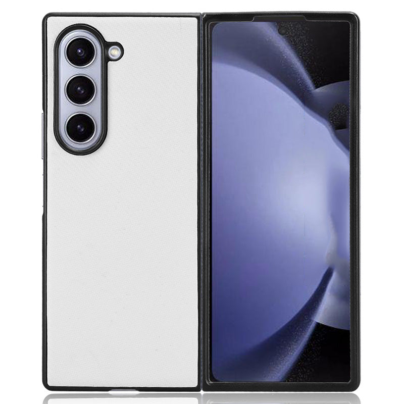 For Samsung Galaxy Z Fold6 5G Case PU Leather+PC Drop-Proof Shell Carbon Fiber Texture - White