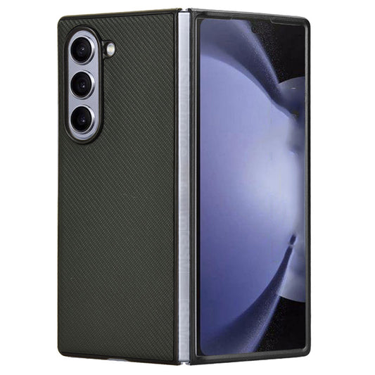 For Samsung Galaxy Z Fold6 5G Case PU Leather+PC Drop-Proof Shell Carbon Fiber Texture - Green