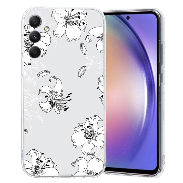 For Samsung Galaxy A15 4G / 5G Case Pattern Print Back Cover TPU Phone Shell - White Flower