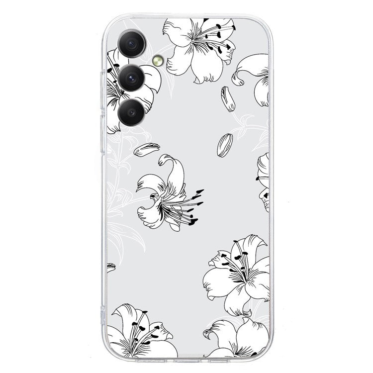 For Samsung Galaxy A15 4G / 5G Case Pattern Print Back Cover TPU Phone Shell - White Flower