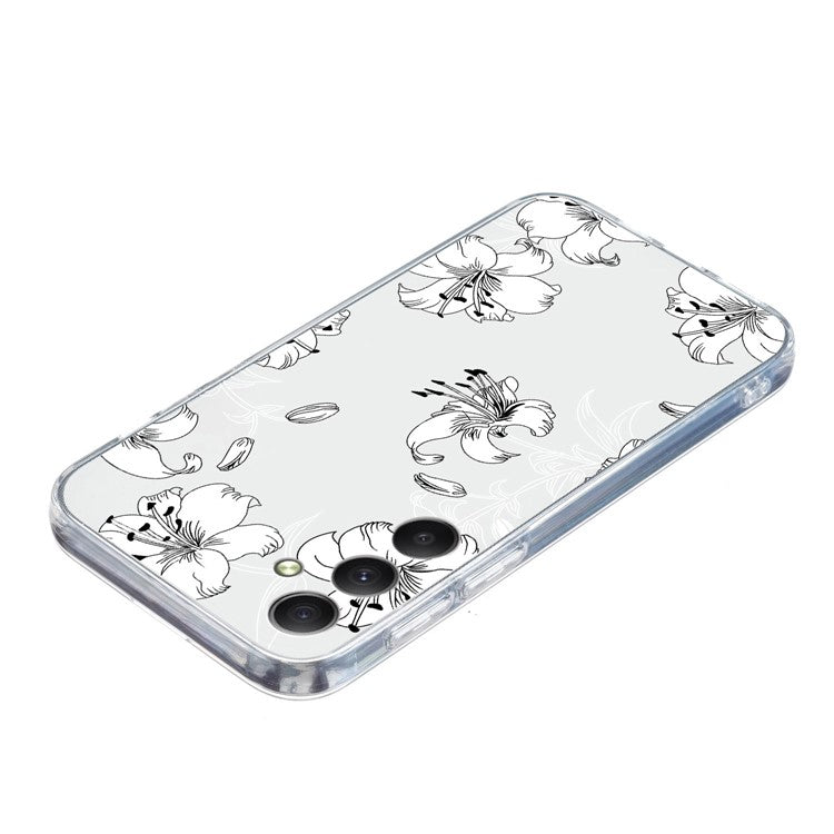 For Samsung Galaxy A15 4G / 5G Case Pattern Print Back Cover TPU Phone Shell - White Flower
