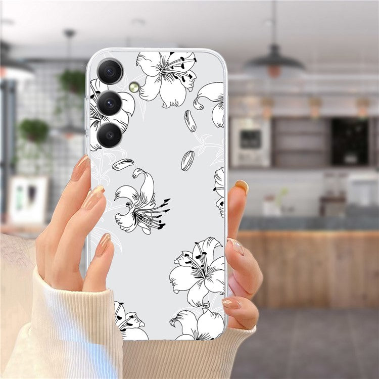 For Samsung Galaxy A15 4G / 5G Case Pattern Print Back Cover TPU Phone Shell - White Flower