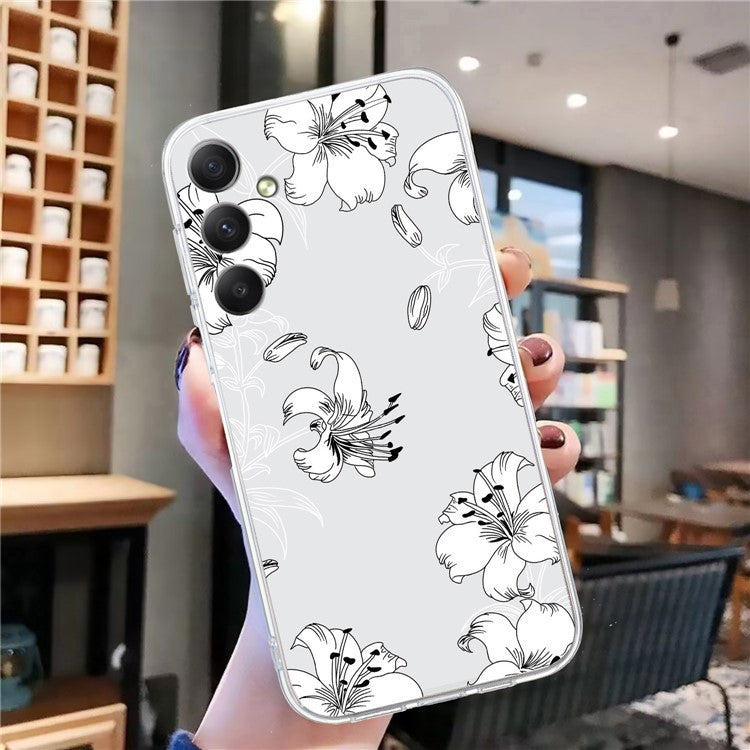 For Samsung Galaxy A15 4G / 5G Case Pattern Print Back Cover TPU Phone Shell - White Flower