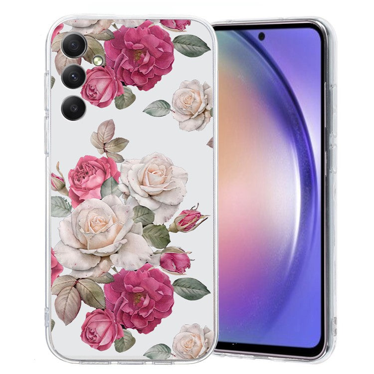For Samsung Galaxy A55 5G Case Pattern Printing Phone TPU Cover Clear Edge - Peony