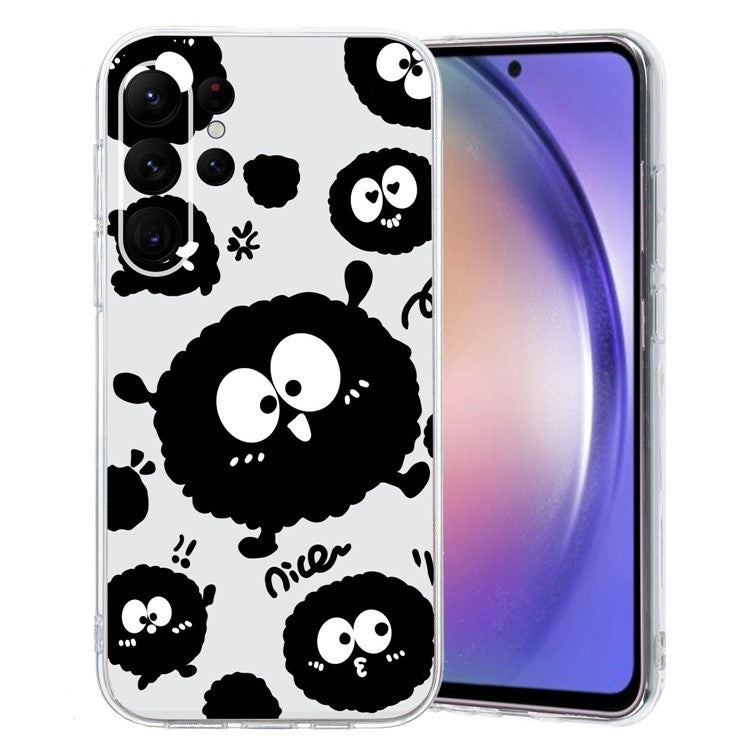 For Samsung Galaxy S23 Ultra Case Pattern Print TPU Phone Cover Precise Lens Protection - Black Briquette