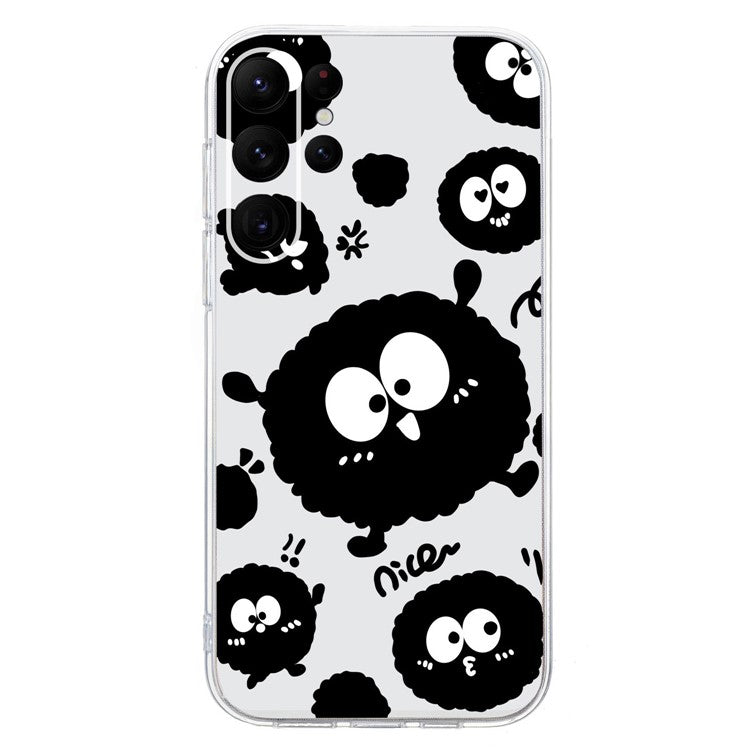 For Samsung Galaxy S23 Ultra Case Pattern Print TPU Phone Cover Precise Lens Protection - Black Briquette