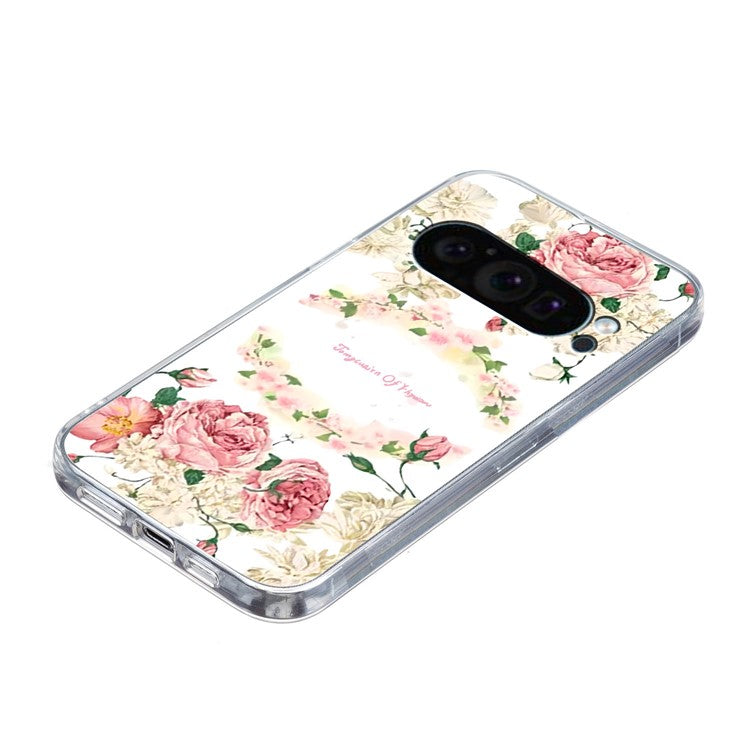 For Google Pixel 9 Pro Case TPU Phone Cover Animal Floral Pattern Print - Rose