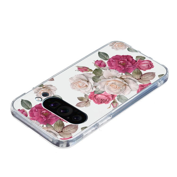 For Google Pixel 9 Pro Case TPU Phone Cover Animal Floral Pattern Print - Peony
