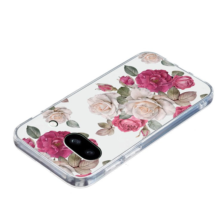 For Google Pixel 8a Case Pattern Printing Anti-Scratch TPU Phone Cover - Peony