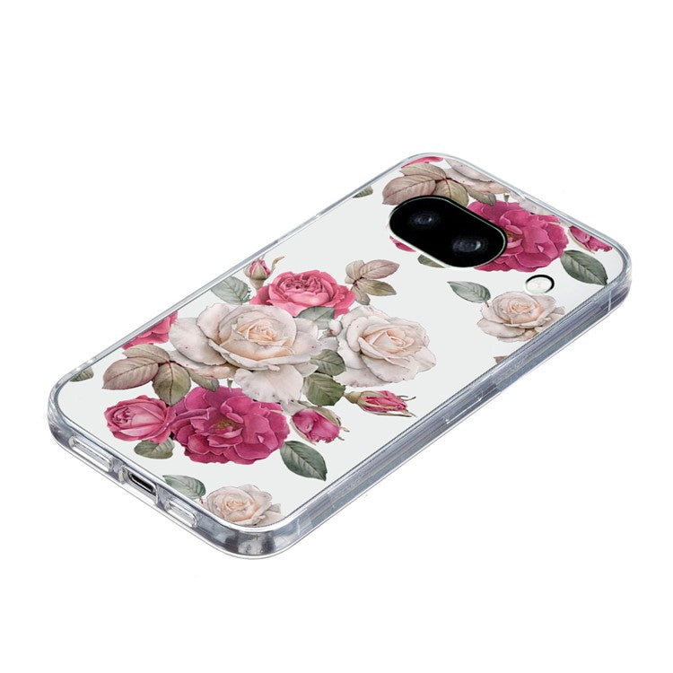 For Google Pixel 8a Case Pattern Printing Anti-Scratch TPU Phone Cover - Peony