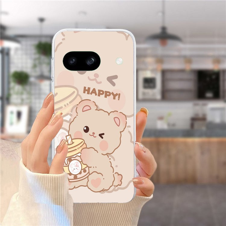 For Google Pixel 8a Case Pattern Printing Anti-Scratch TPU Phone Cover - Bear