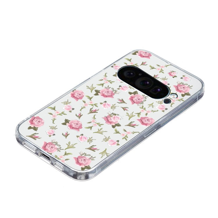 For Google Pixel 9 Case Printed Pattern TPU Phone Cover Scratch-Resistant - Pink Flower